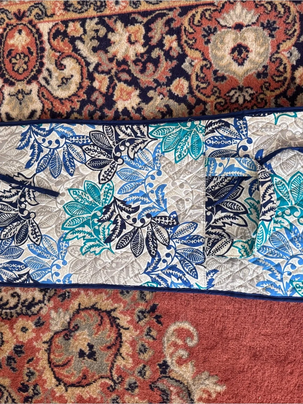 Vera Bradley Hanging Travel Organizer Quilted Toiletry Bag Blue Green Floral